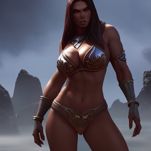 voluptuous woman wearing a bikini AI Generated Artwork