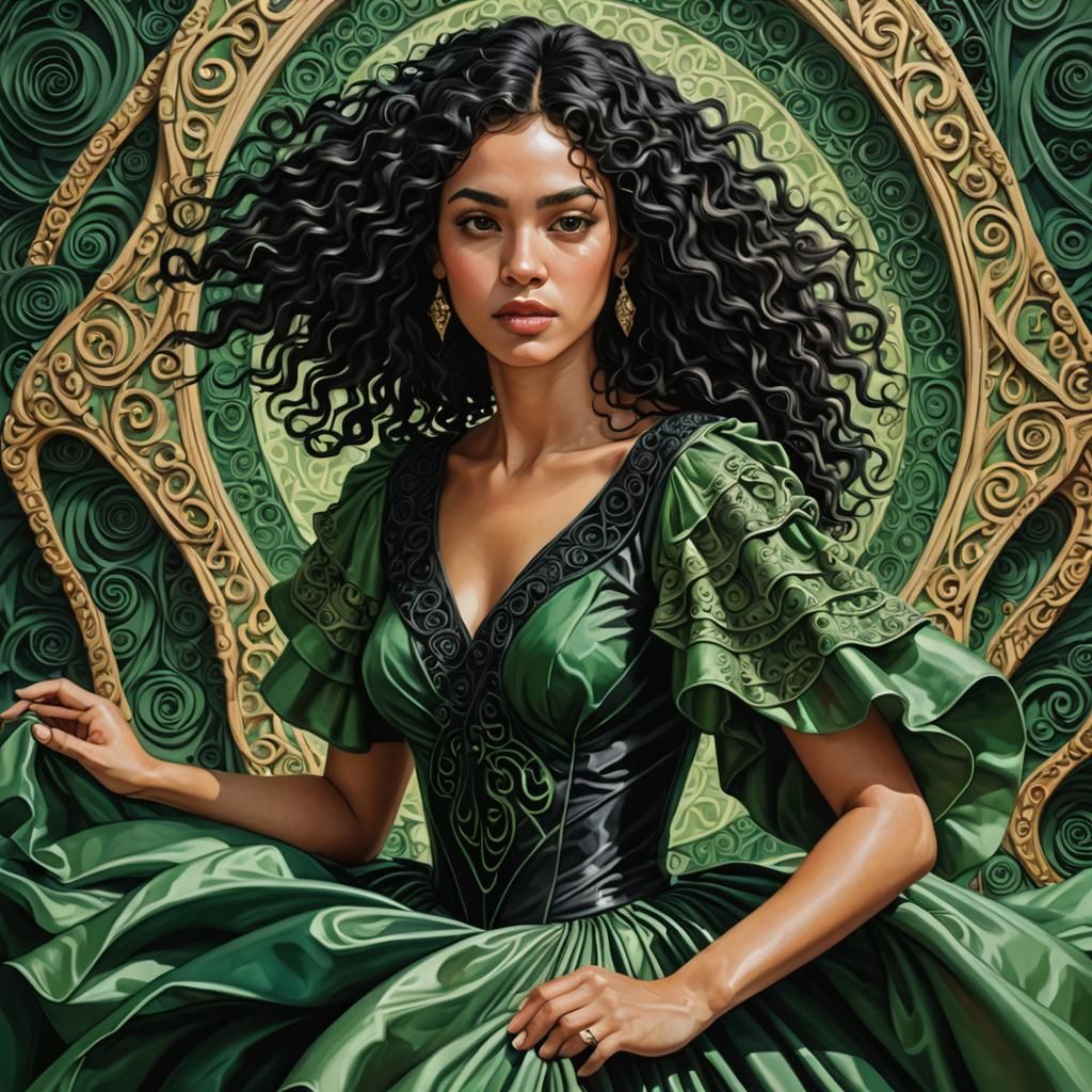 Life-like, a light Cajun skinned girl with curly black hair ...