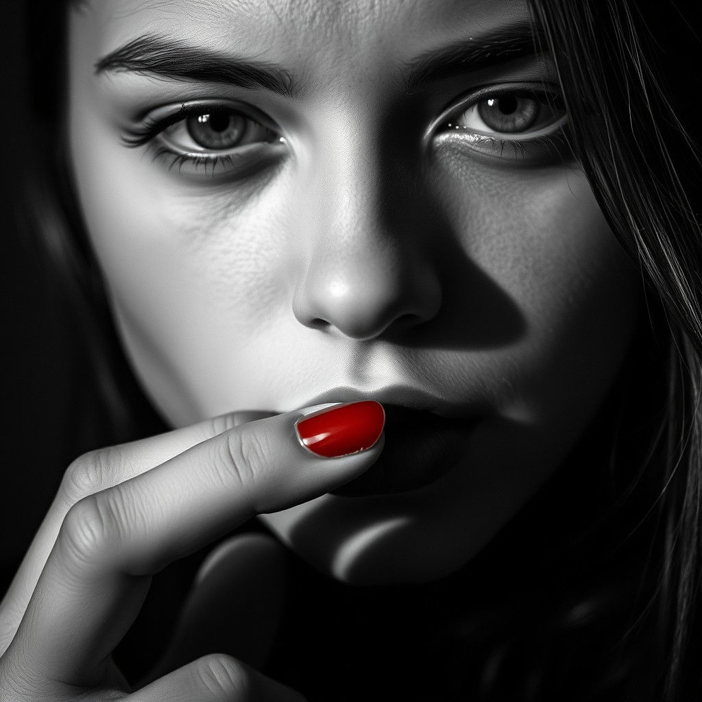 Intimate Black and White Portrait of Young Woman