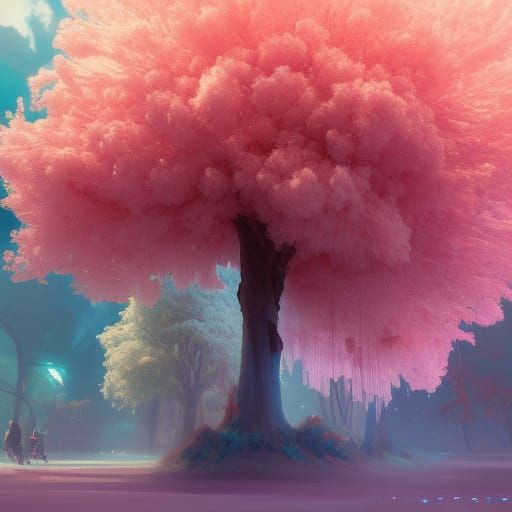 Cotton candy tree - AI Generated Artwork - NightCafe Creator