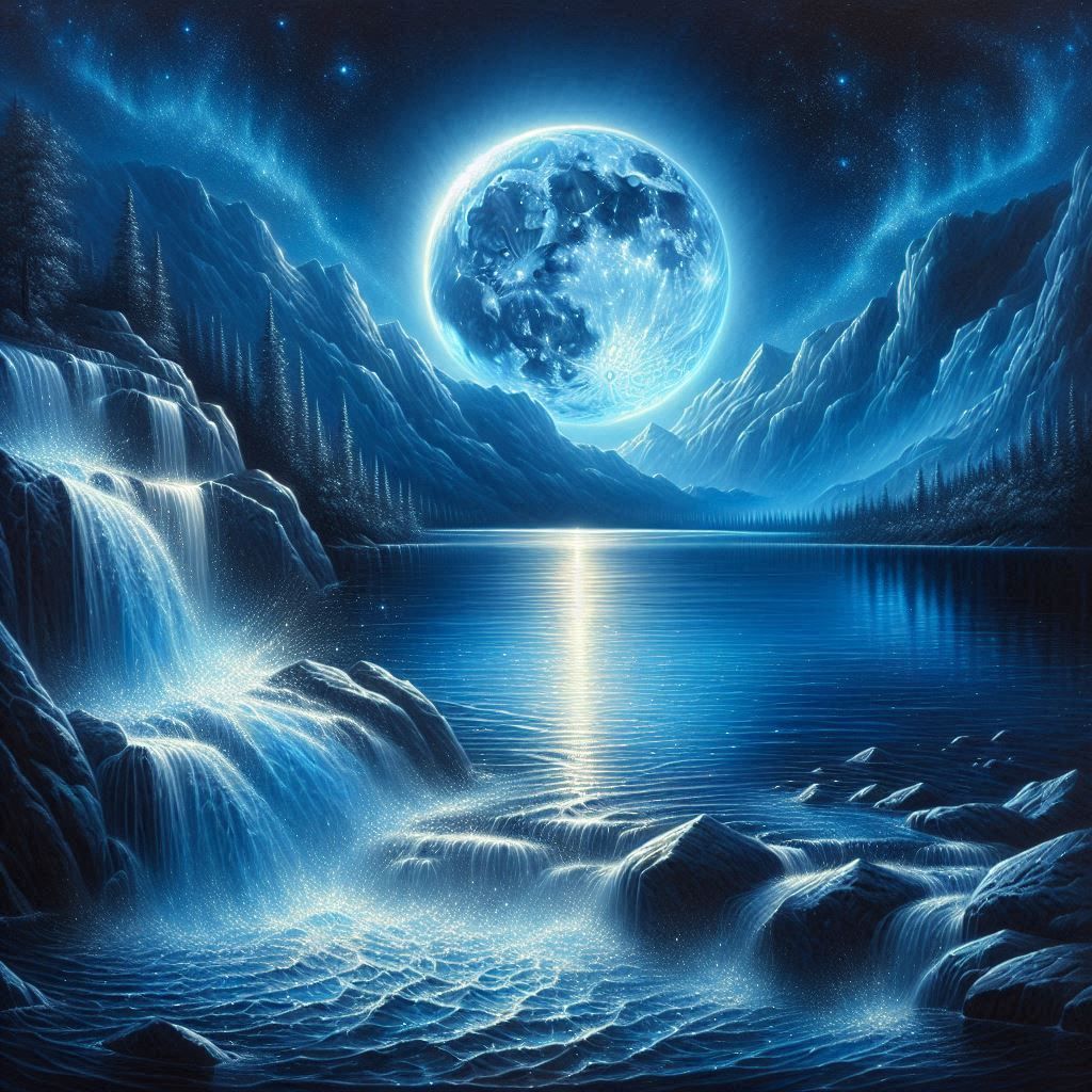 Nocturne in Blue: Moonlit Stillness