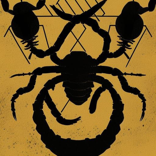 Scorpion Screen print, pop art, splash screen art, triadic c...