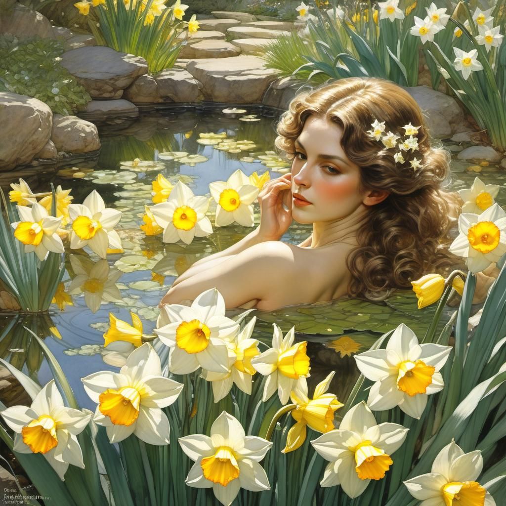 Ethereal Narcissus in Sparkling Spring Garden