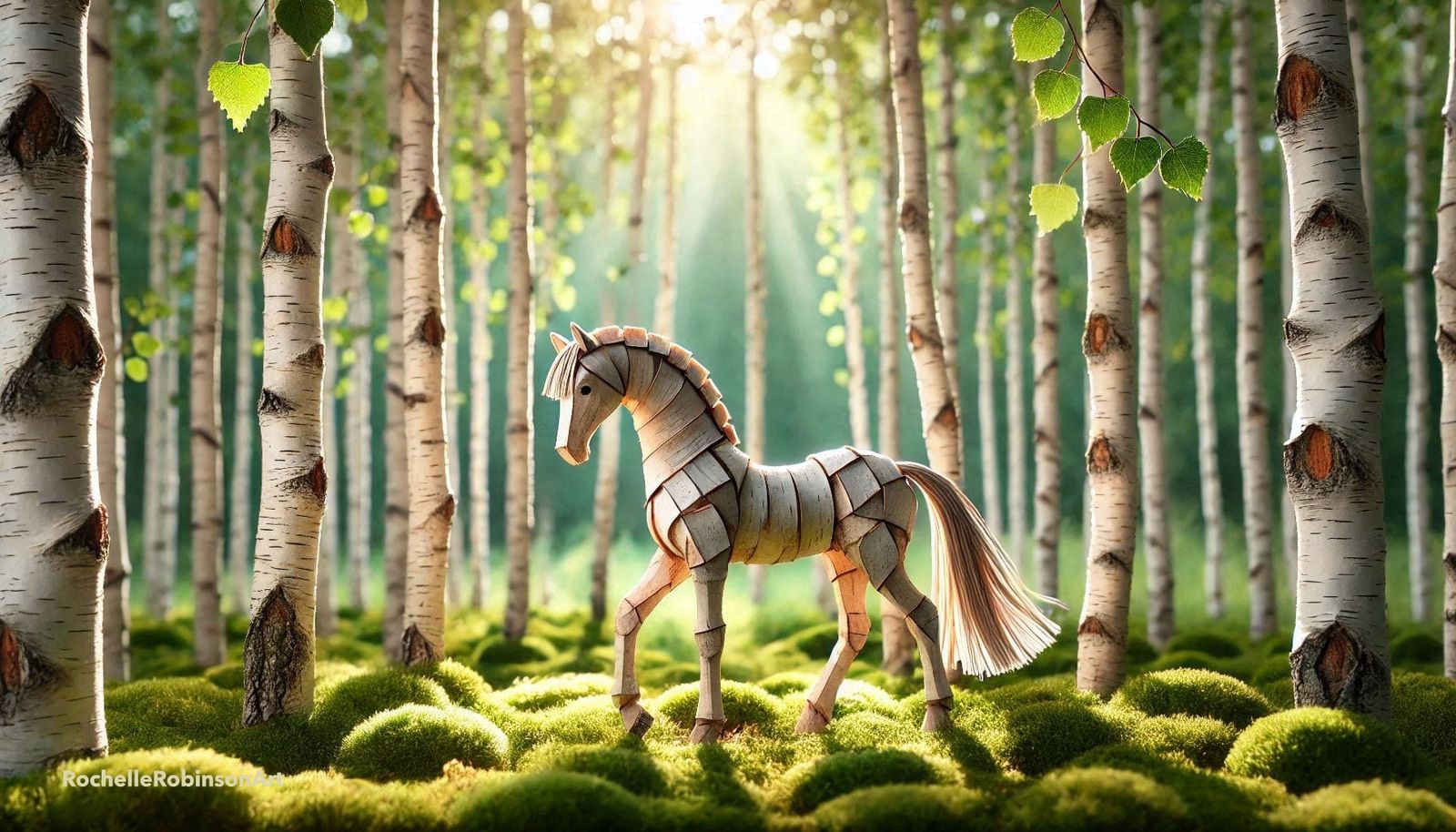 A Horse - Birch Bark Art