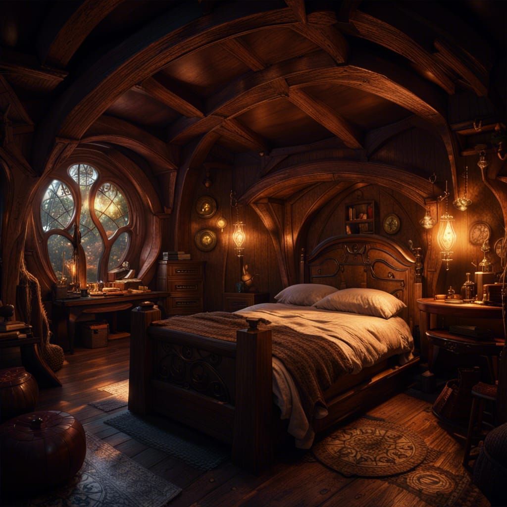 Hobbit bedroom - AI Generated Artwork - NightCafe Creator