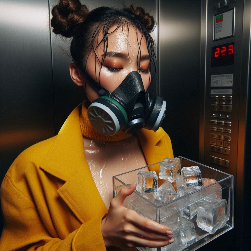 Ice cubes in elevator