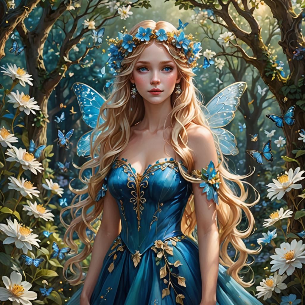 Charming Fairy Girl in Enchanted Garden