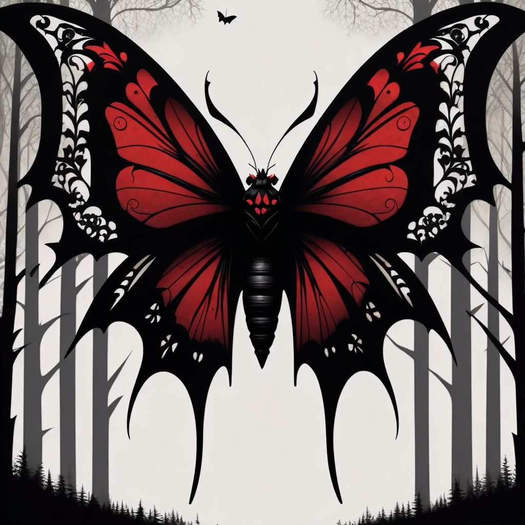 Gothic butterfly in red and black - AI Generated Artwork - NightCafe ...