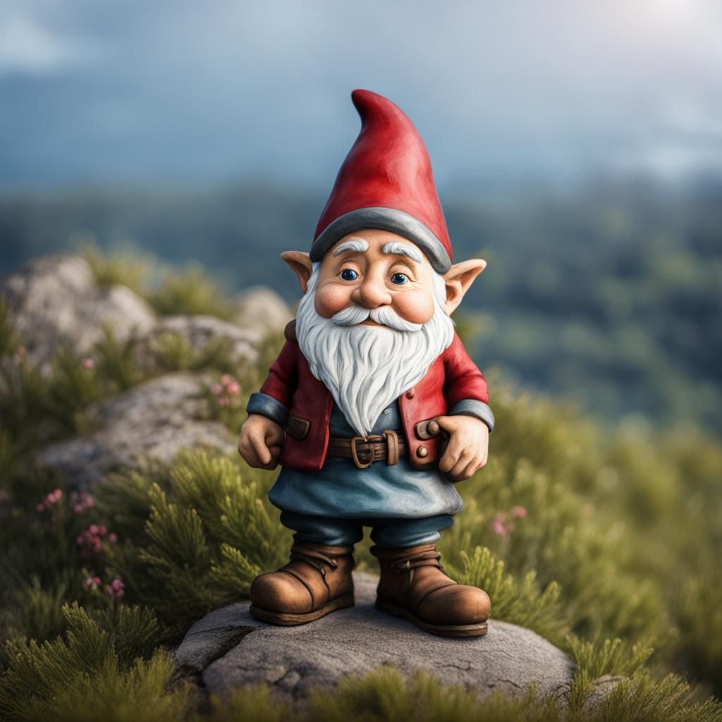 Gnome standing on hilltop - AI Generated Artwork - NightCafe Creator