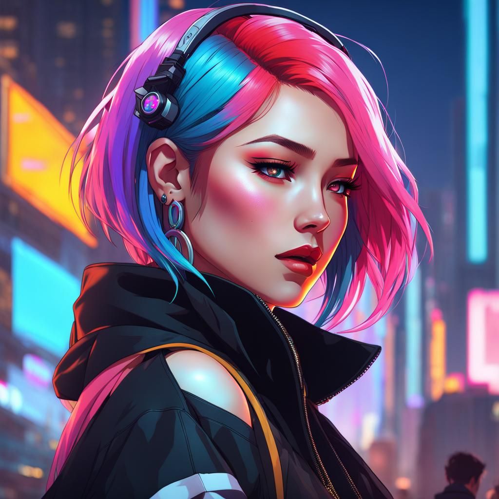 Cyberpunk Anime Girl #1 - AI Generated Artwork - NightCafe Creator