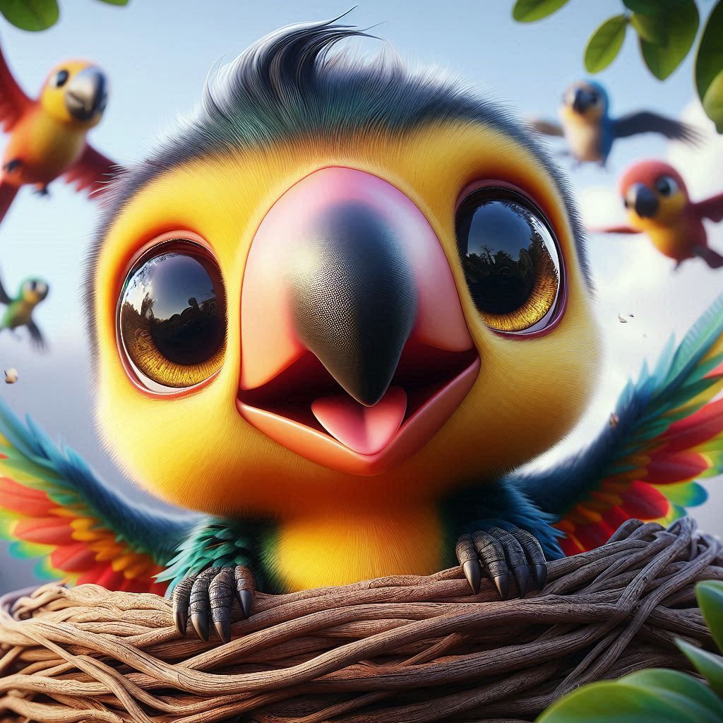 Little Toucan With His Friends