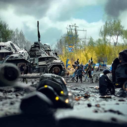 A rendered image of the war in the Ukraine in the year of 20...