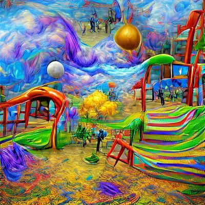 Dreamscape playground colorful world abstract detailed painting ...