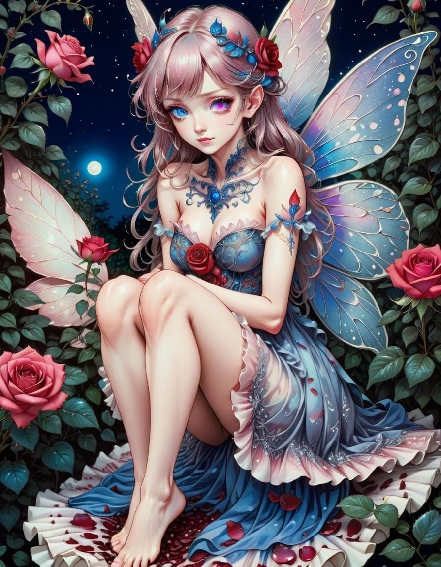 Fairy in a rose garden