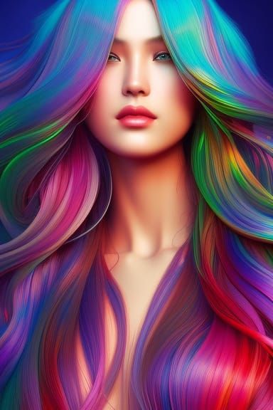 Sweet Talking' Woman, Rainbow luminescent ink illustration, ...