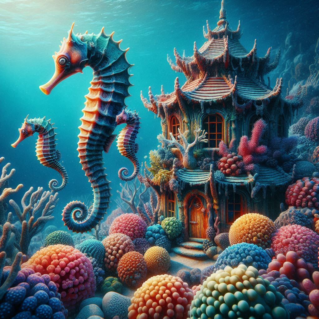 deep in ocean a beautiful colorful coral house for sea horse