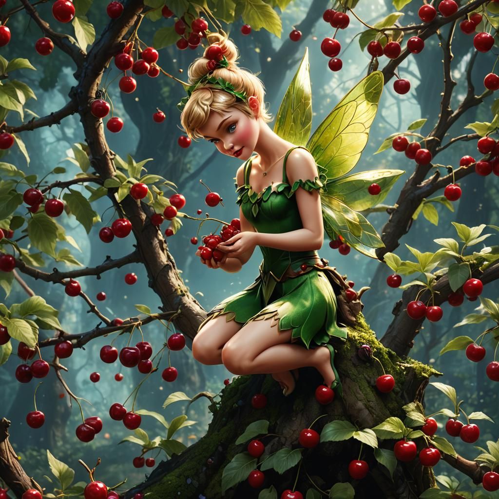 Tinker Bell eating cherries
