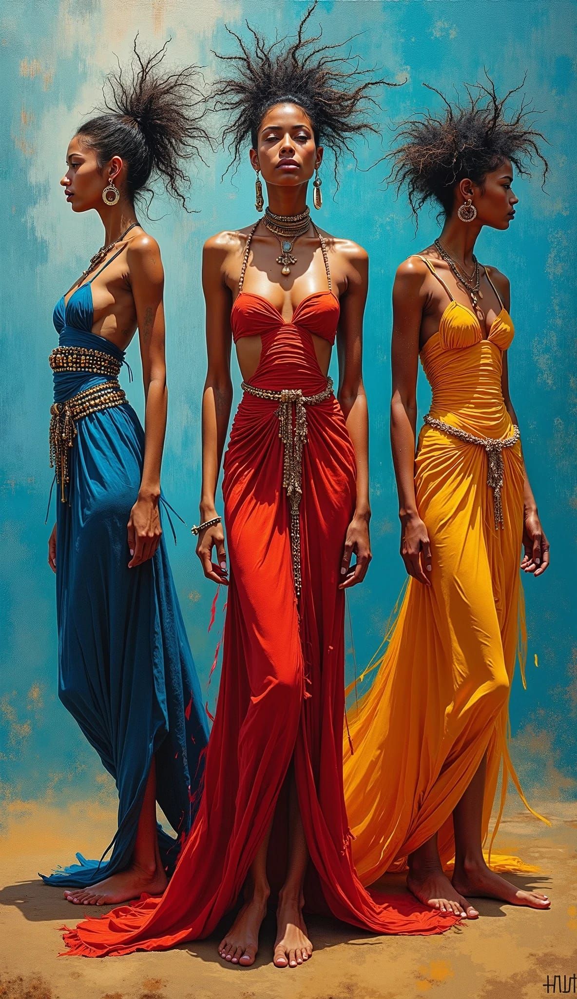 Three brunette women