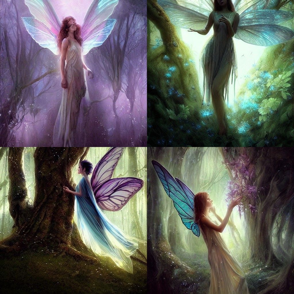 Faerie and Talking Tree in Ethereal Fantasy Style