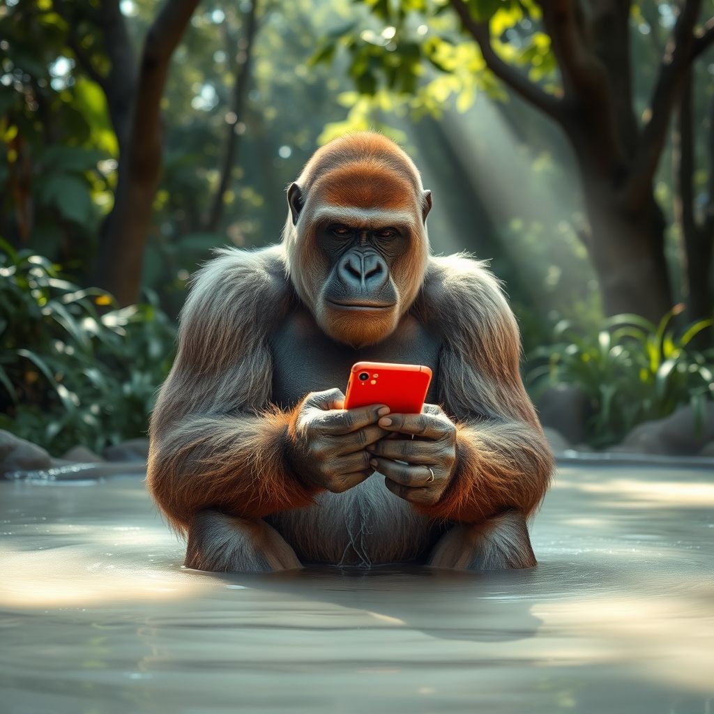 A  majestic middle-aged gorilla