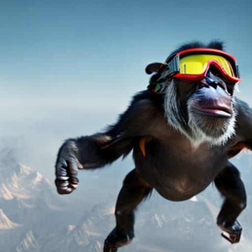 Skydiver Chimpanzee - Ai Generated Artwork - Nightcafe Creator