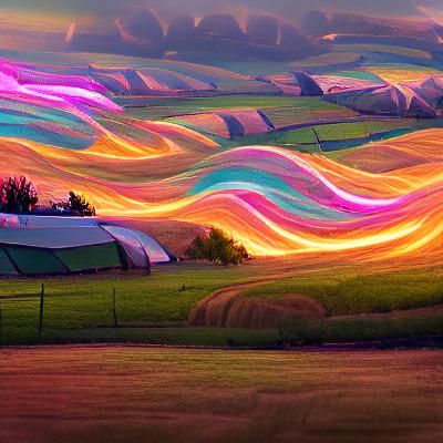 Rolling fields of wavy glowing colors