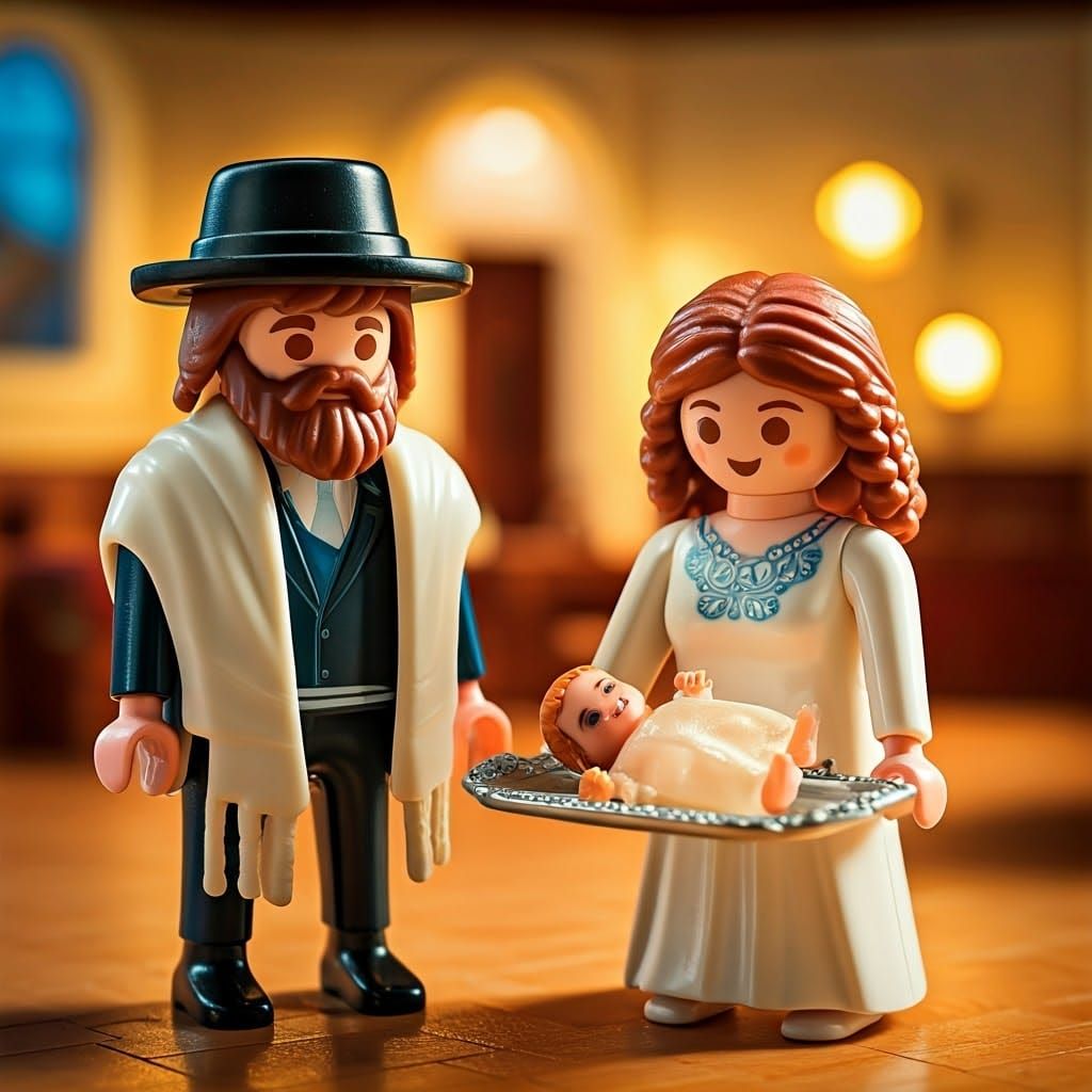 Traditional Jewish Family Scene in Playmobil Style
