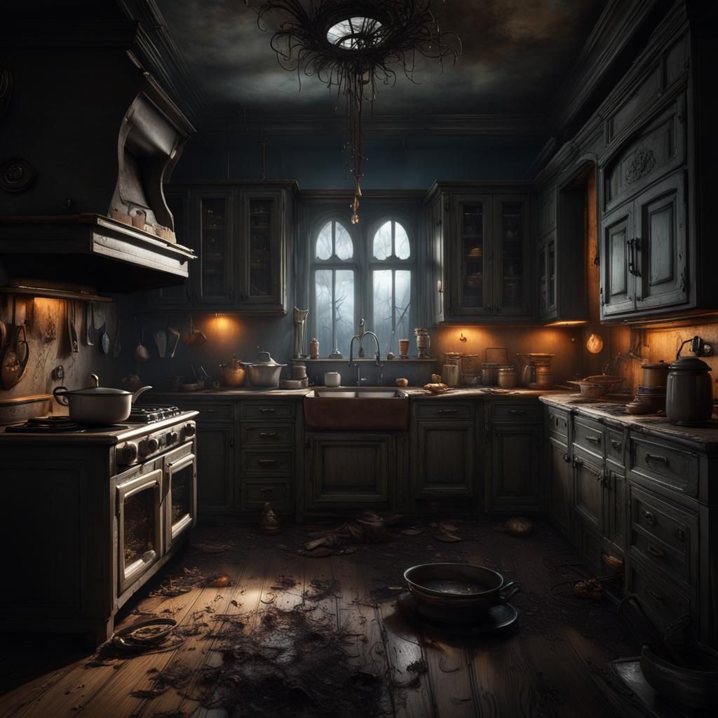 Gothic Kitchen Design Midjourney Prompt - Create Your Own Haunted Kitchen