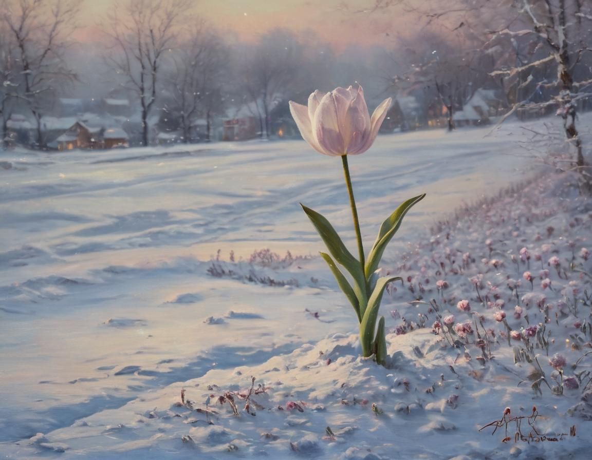 Delicate Snow Tulip in Luminist Style