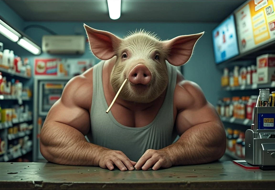 "Anything else, Madame?" 
(Midnight at the Convenience Store...