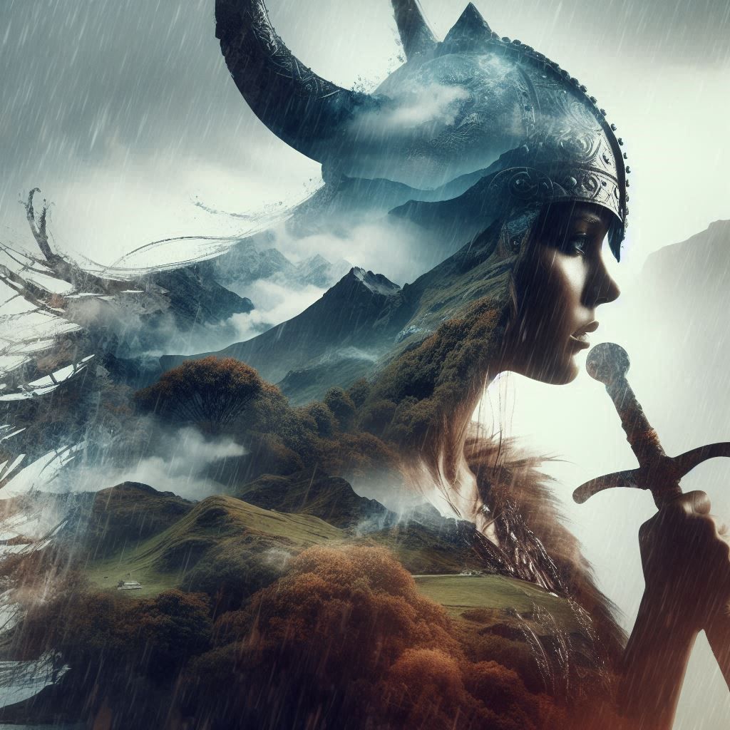 double exposure beautiful fantasy DALL-E 3 portrait landscap...