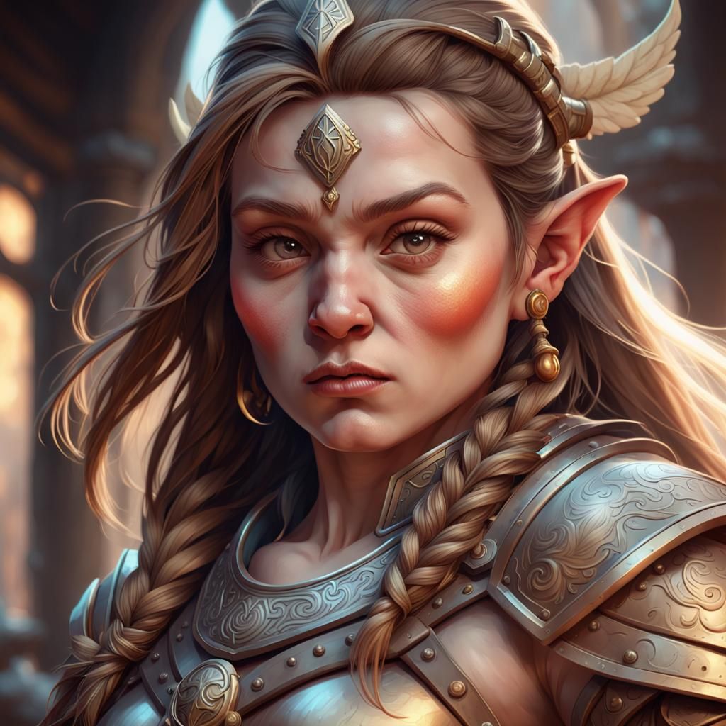 beautiful dwarf woman warrior a masterpiece, head and shoulders ...