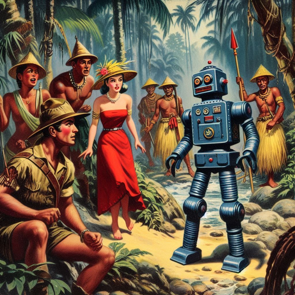Vintage pulp jungle adventure