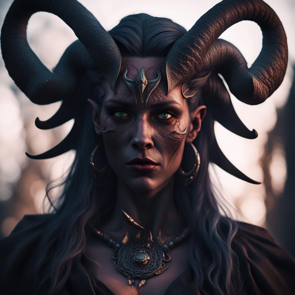 the demon tiefling mystic witch woman