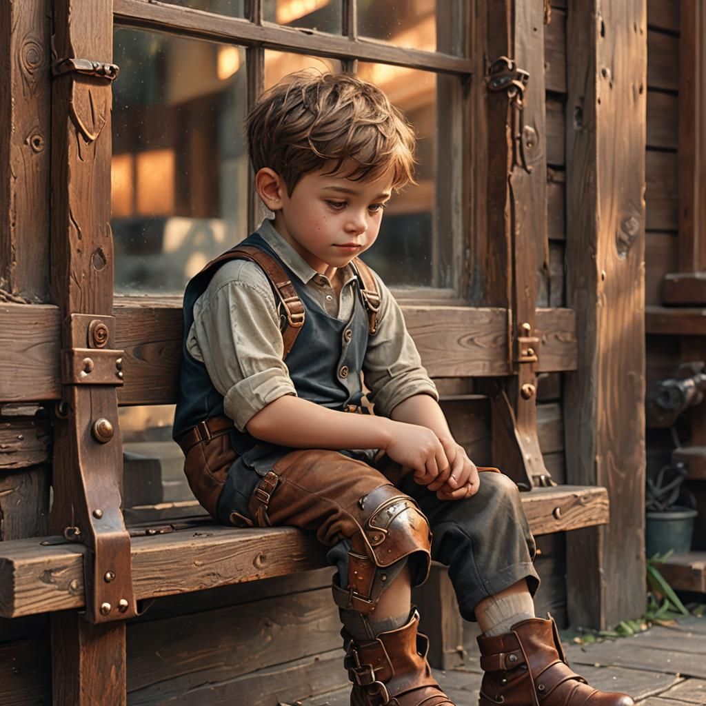 Boy with Leg Braces: Fantasy Concept Art