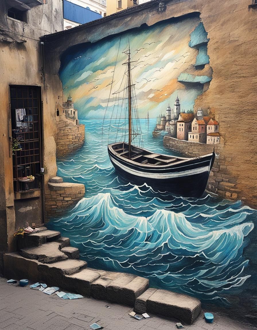 Chalk art ocean  by @Roswarcus