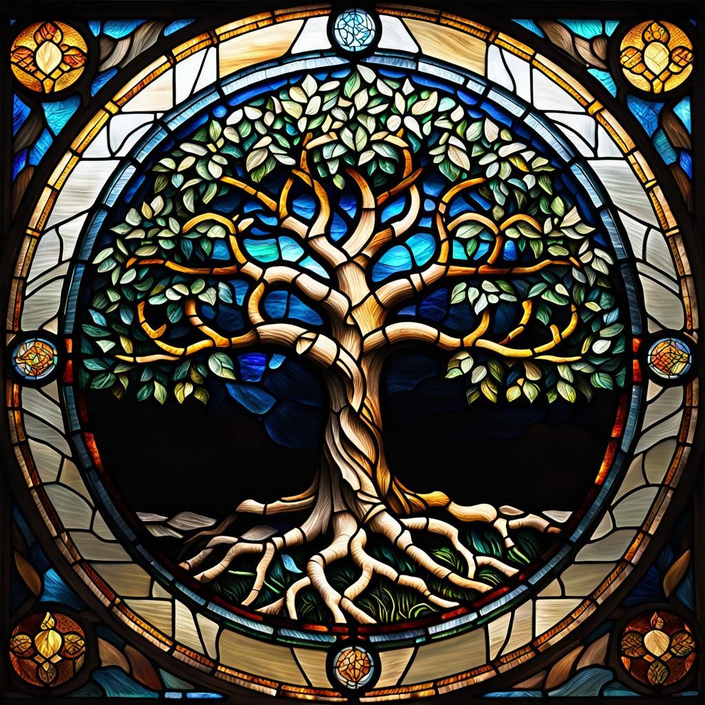 Stained Glass Tree of Life - AI Generated Artwork - NightCafe Creator