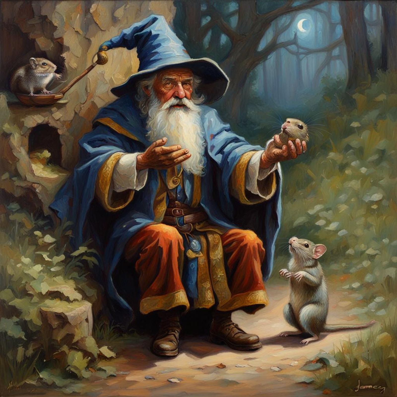 Wizard talking to a little dormouse. - AI Generated Artwork - NightCafe ...