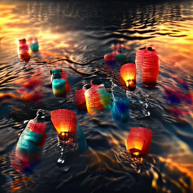 lanterns on water