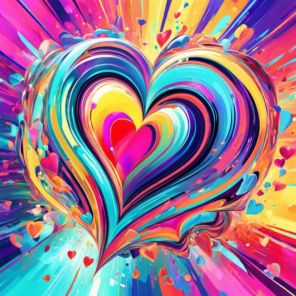 Vibrant Heart in Pop Art Style