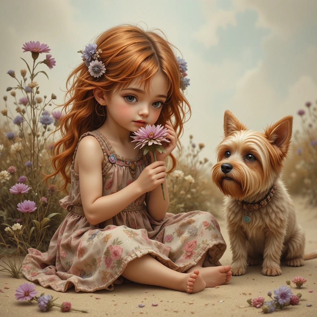 The Girl, The Rose and The Doggy 🐶😊🌹