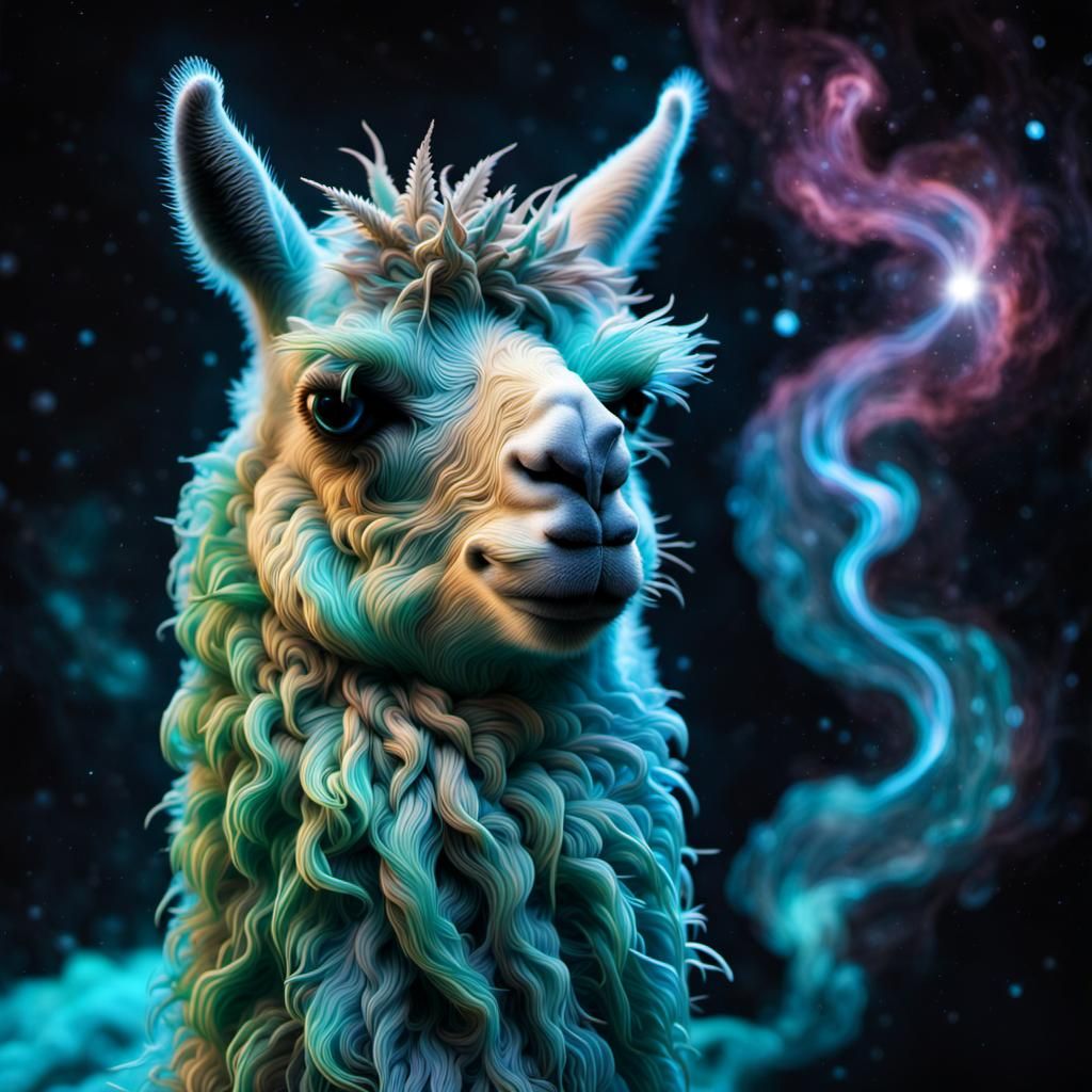 Spaced out llama  by @Highrisehero