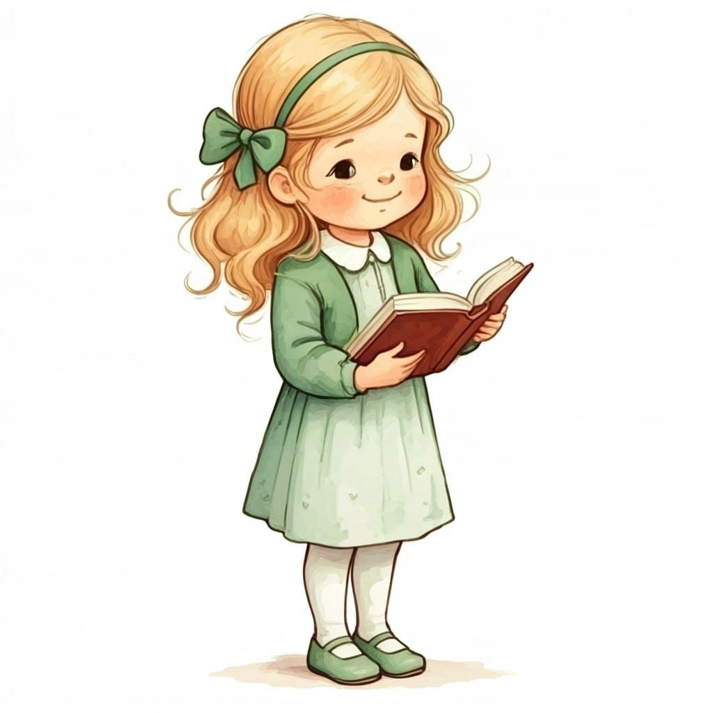 Girl Praying: Whimsical Watercolor Illustration