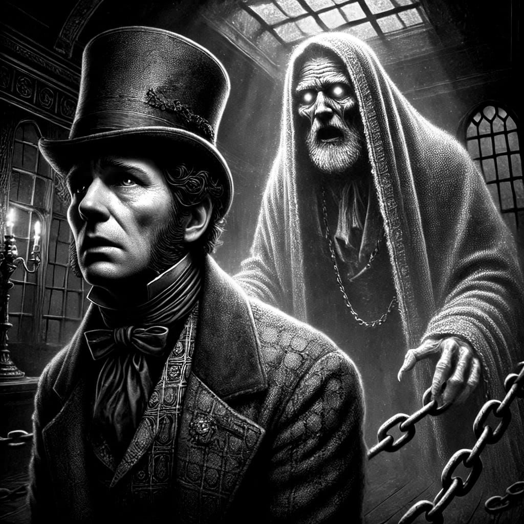 Ebenezer Scrooge and the ghost of Marley