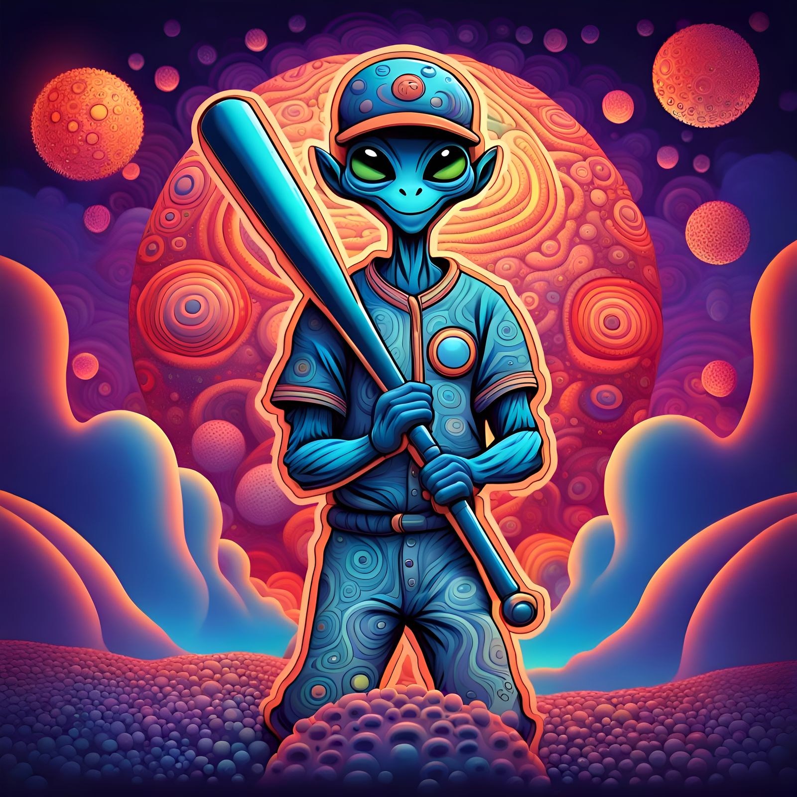 Alien Baseball Player Please Follow ) AI Generated Artwork
