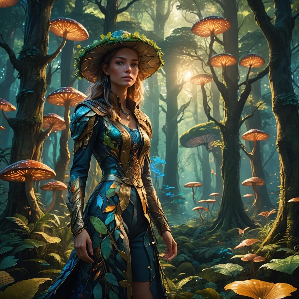 Mystical Forest Fashion Model in Unreal Engine 5 Style