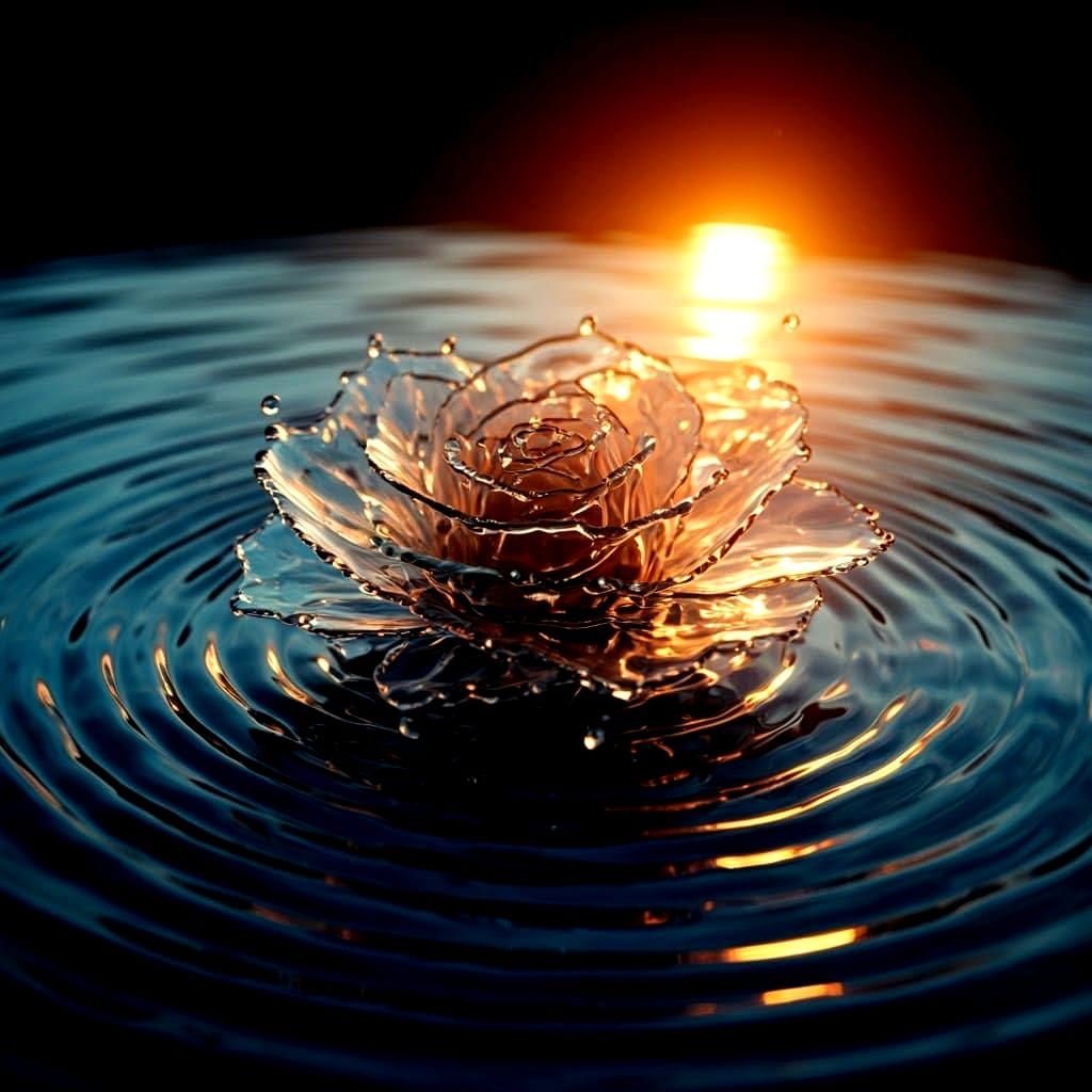 Sea Rose Emerges from Sunlit Water