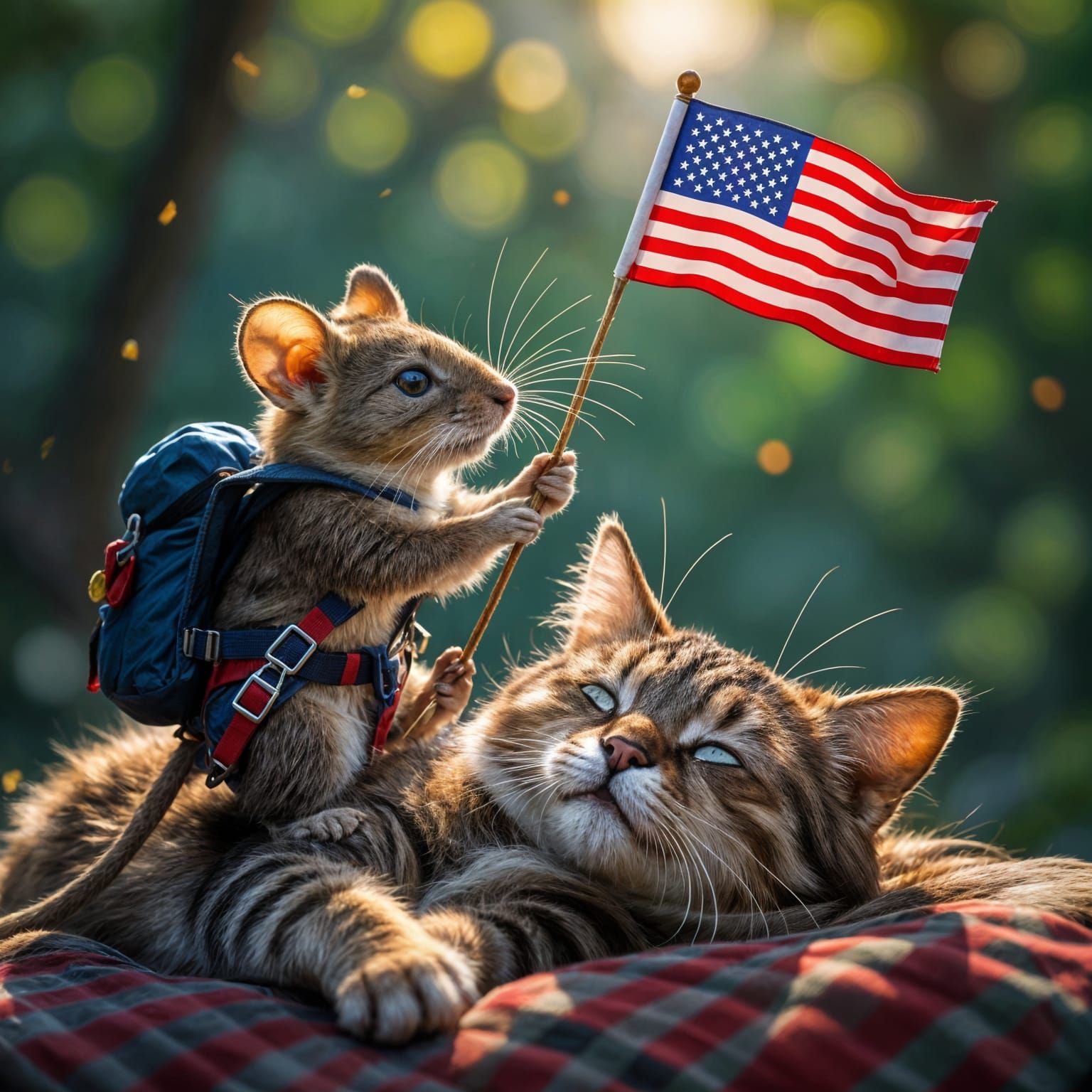 Mouse Climber Rappels Down to Plant Flag on Sleeping Cat