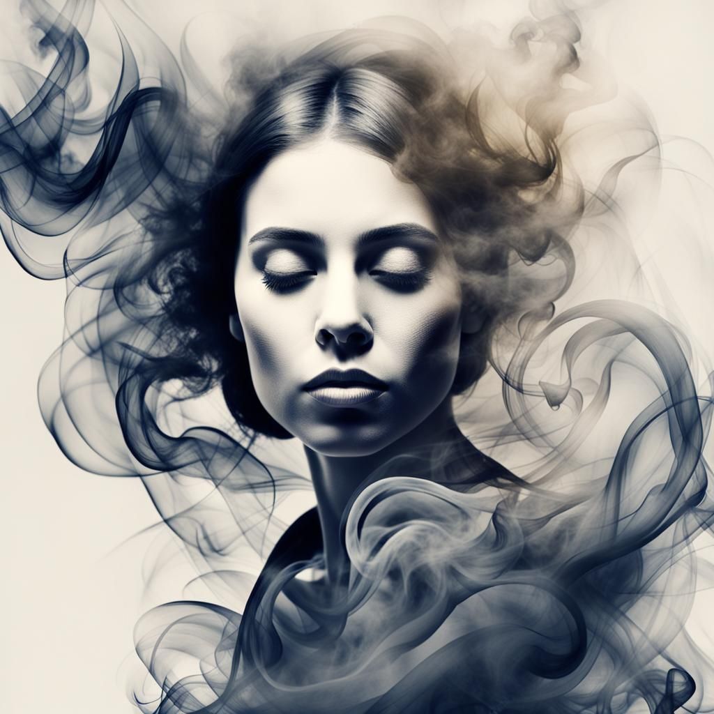 Woman silhuetto made of smoke lines