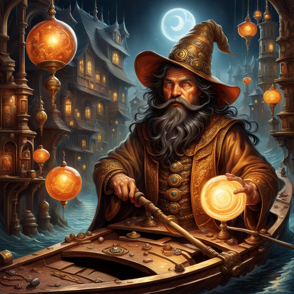 Dark Haired Wizard - at one with his canoe!